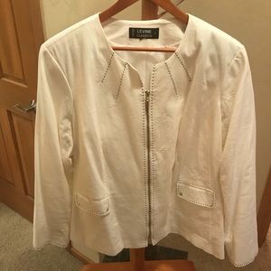 White blazer with black accents